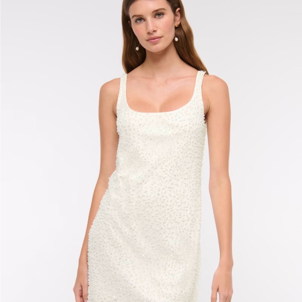 Abercrombie & Fitch Cream Textured Mini Dress